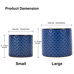 Blue ceramic planter duo
