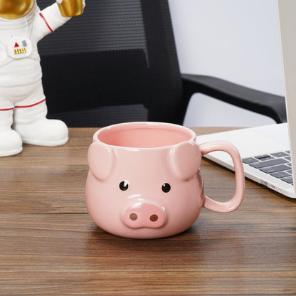 ROOT24STUDIO Pig Coffee Mug 14 oz Ceramic Novelty Coffee Mug 3D Porcelain Tea Mug for Women Christmas Housewarming Holiday Birthday Gifts for Women Mom Kids Teacher and Best Friend Pink