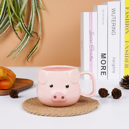ROOT24STUDIO Pig Coffee Mug 14 oz Ceramic Novelty Coffee Mug 3D Porcelain Tea Mug for Women Christmas Housewarming Holiday Birthday Gifts for Women Mom Kids Teacher and Best Friend Pink