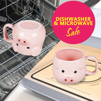 ROOT24STUDIO Pig Coffee Mug 14 oz Ceramic Novelty Coffee Mug 3D Porcelain Tea Mug for Women Christmas Housewarming Holiday Birthday Gifts for Women Mom Kids Teacher and Best Friend Pink