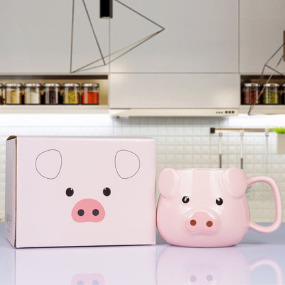 ROOT24STUDIO Pig Coffee Mug 14 oz Ceramic Novelty Coffee Mug 3D Porcelain Tea Mug for Women Christmas Housewarming Holiday Birthday Gifts for Women Mom Kids Teacher and Best Friend Pink