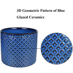 Blue ceramic planter duo
