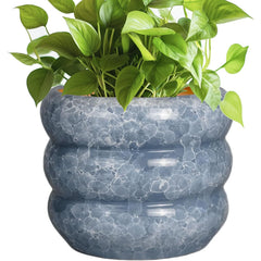 Layered glazed ceramic planter