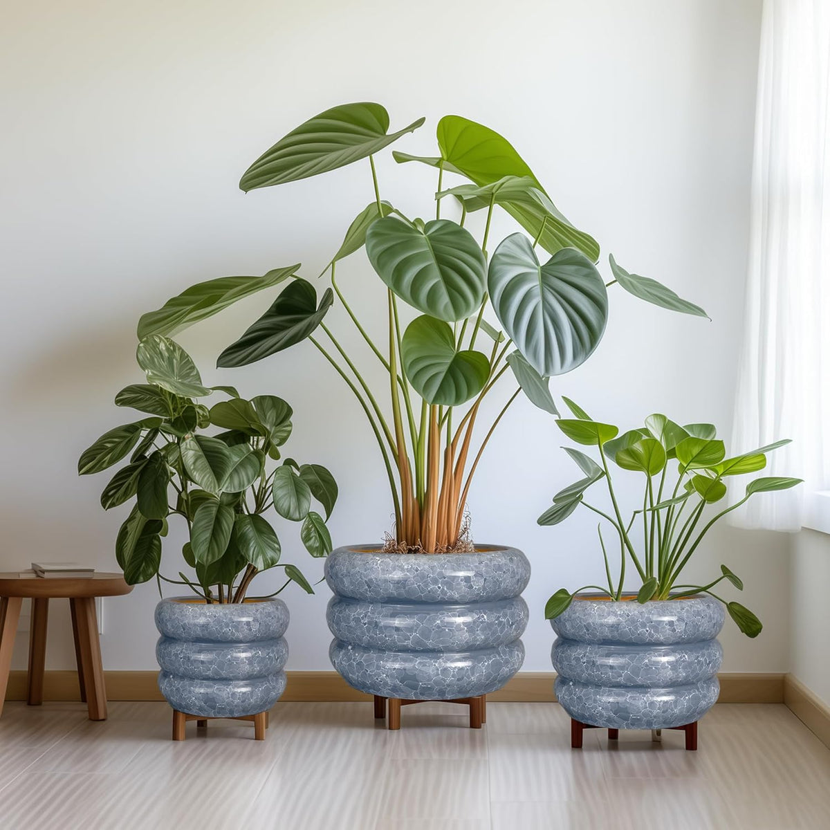 Pottery for Plants 8/10/13 Inch - Indoor Plant Pot with Drainage Hole Planter for Outdoor Plants Modern Flower Pot Round Planter for House Home Decor Living Room