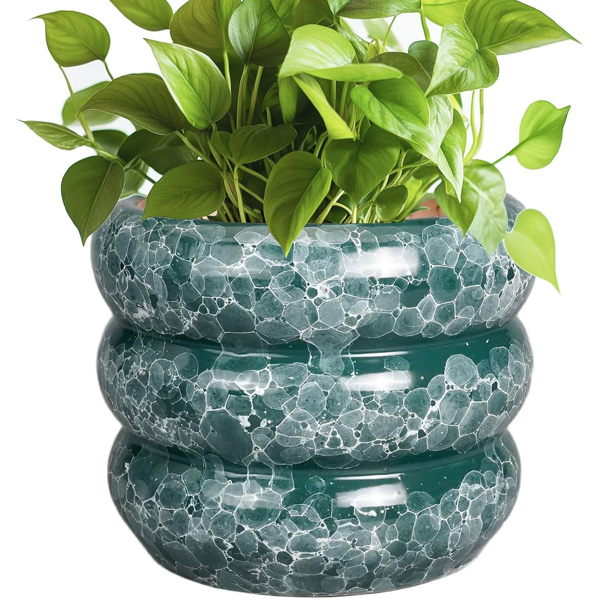 Layered glazed ceramic planter