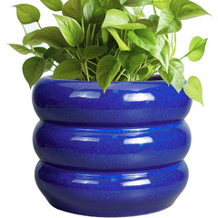Layered glazed ceramic planter