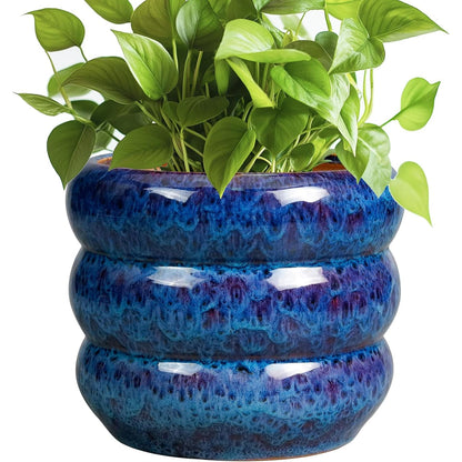 Pottery for Plants 8/10/13 Inch - Indoor Plant Pot with Drainage Hole Planter for Outdoor Plants Modern Flower Pot Round Planter for House Home Decor Living Room