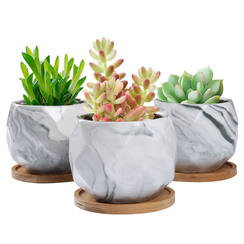 Ceramic Marble Pattern Succulent Planters Pot